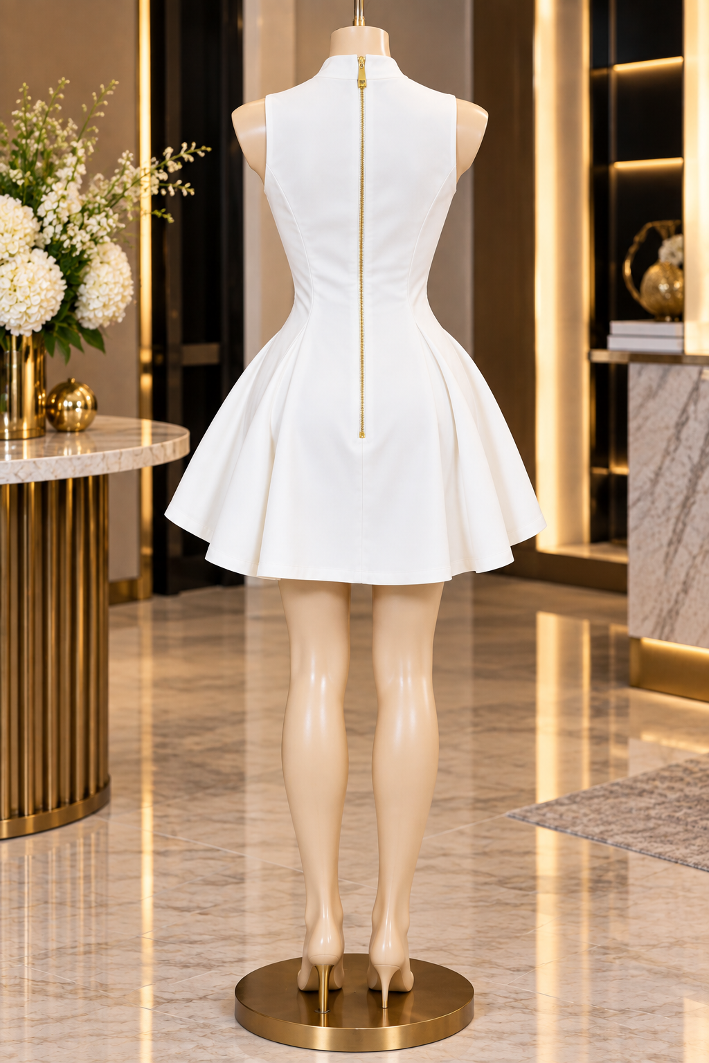 Amelia Gold-Button Mini Dress