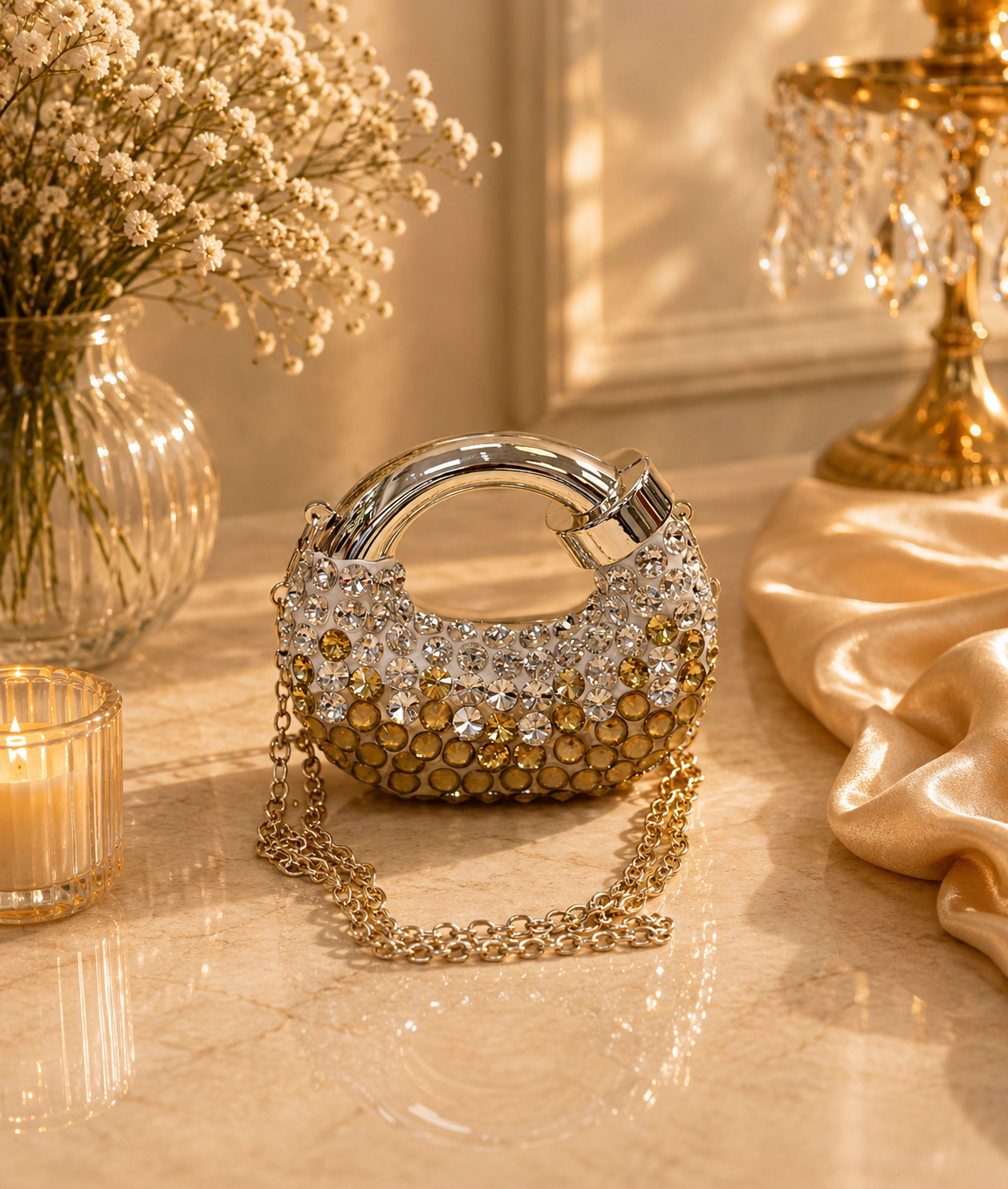 Blush Halo Crystal Minaudière