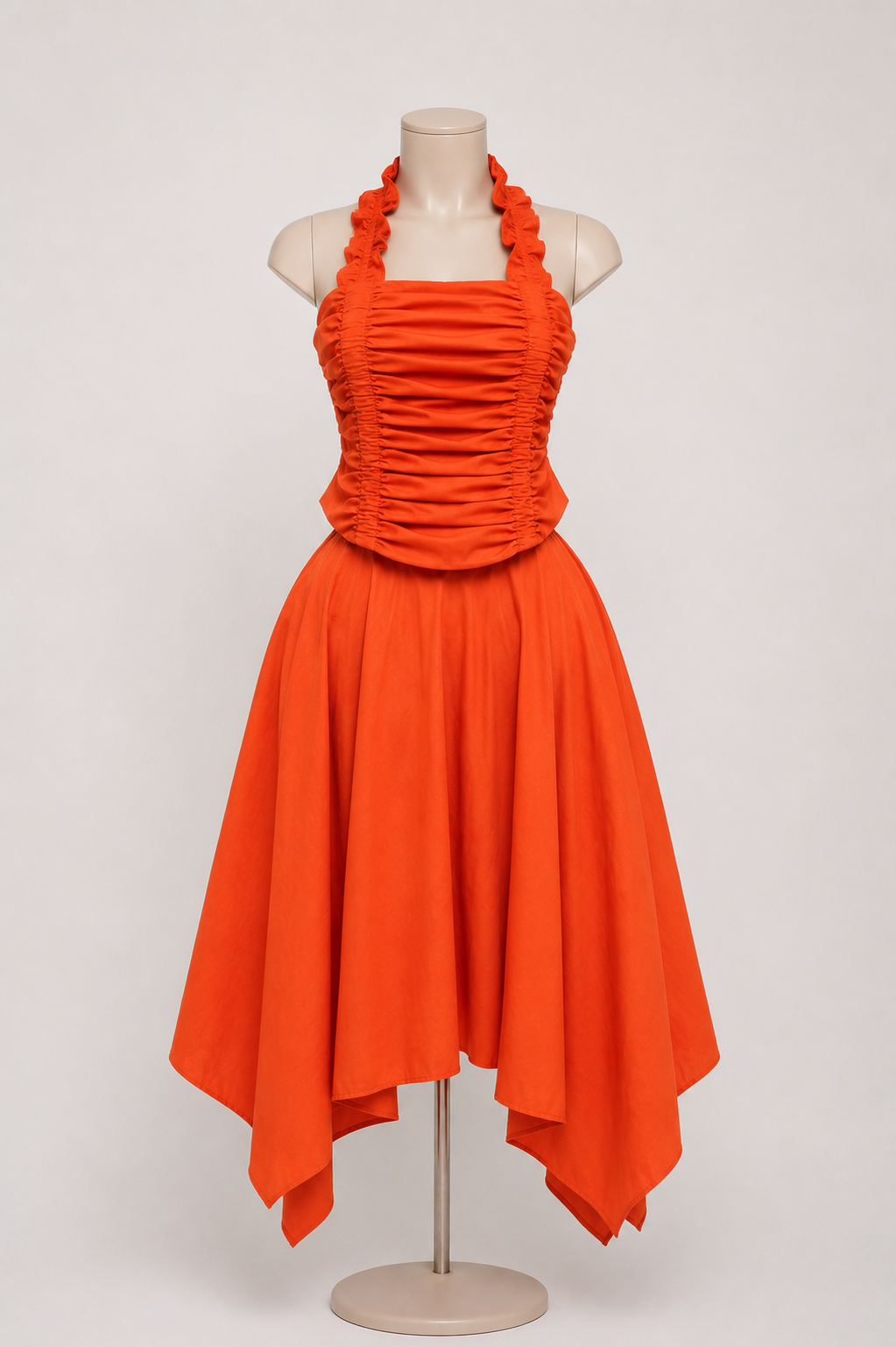 Radiant Ruched Handkerchief Hem Dress
