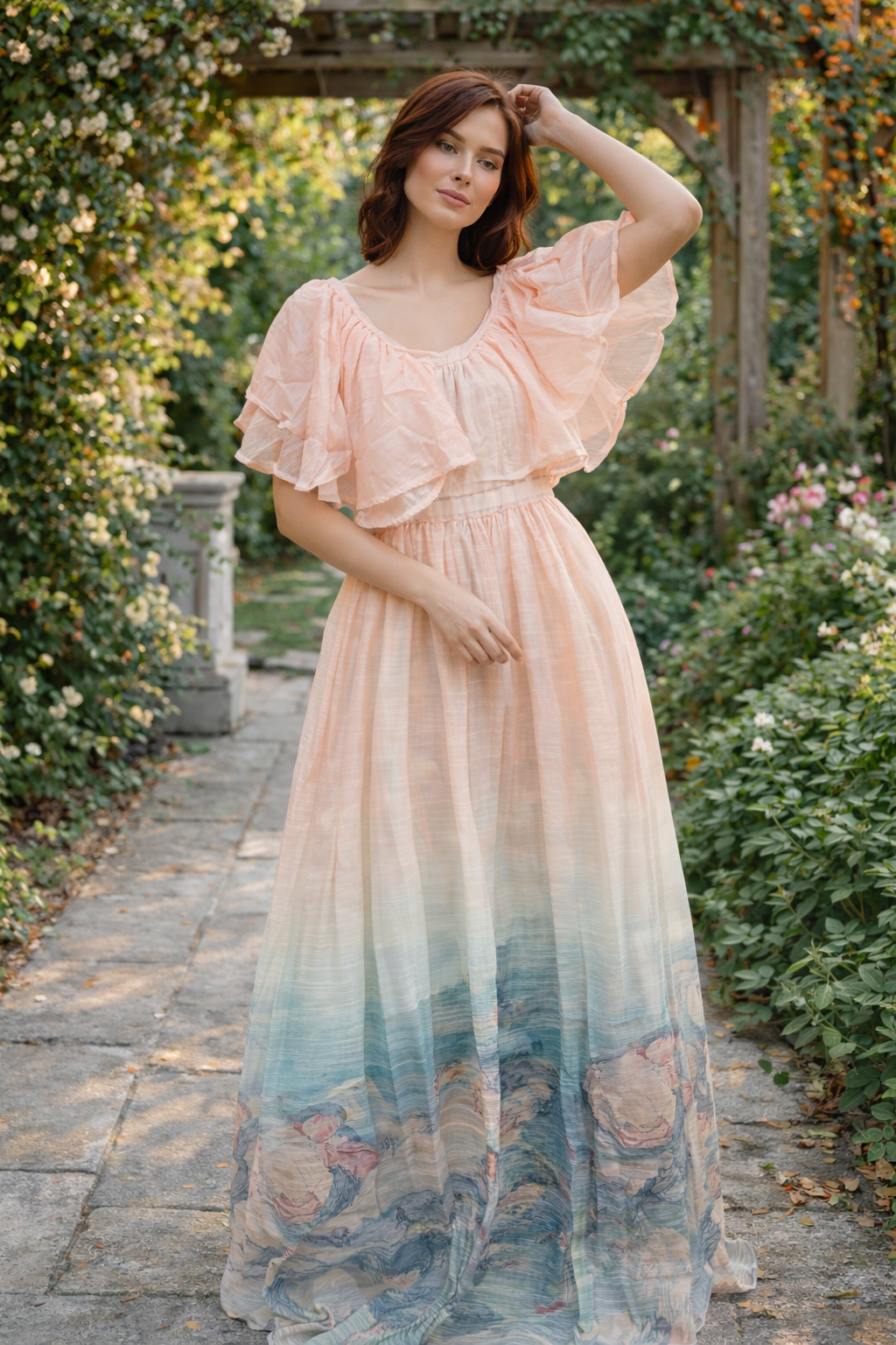 Blush Ruffle Ombre Maxi Dress