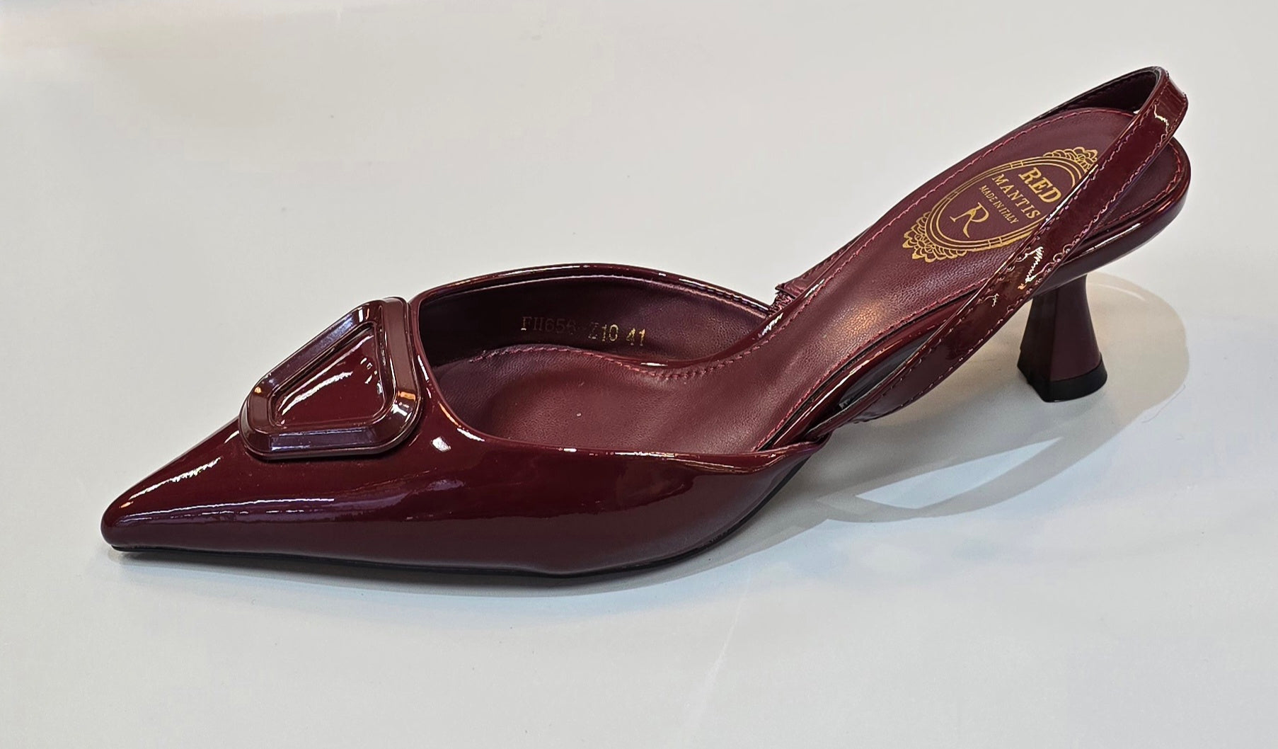 Emerald & Burgundy Gloss Slingback Heel