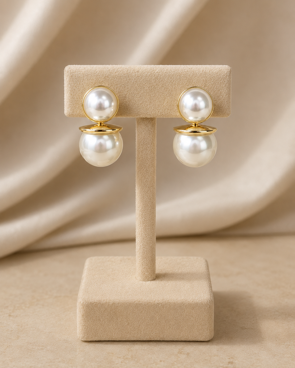 Round Pearl Drop Earrings