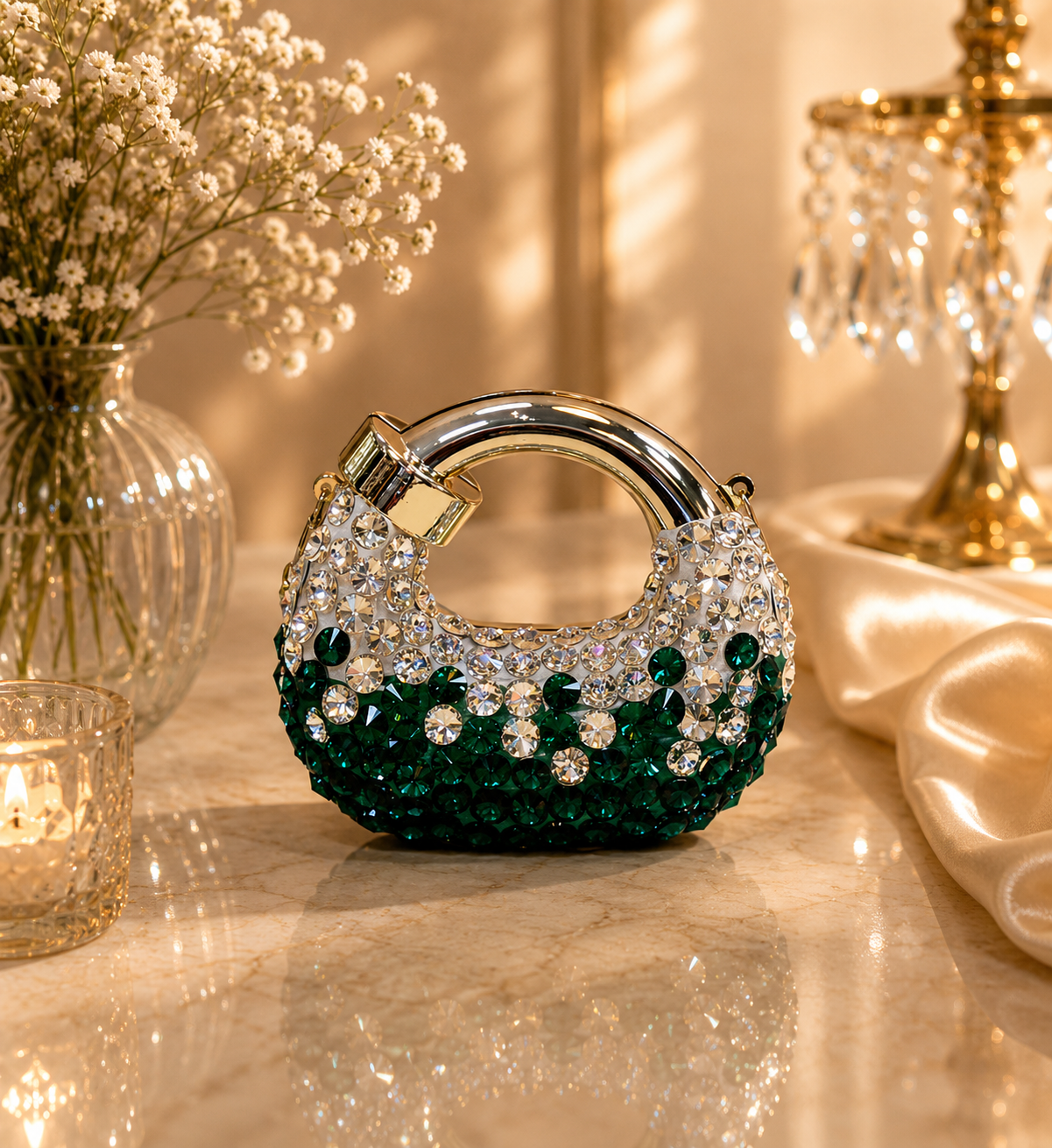 Blush Halo Crystal Minaudière