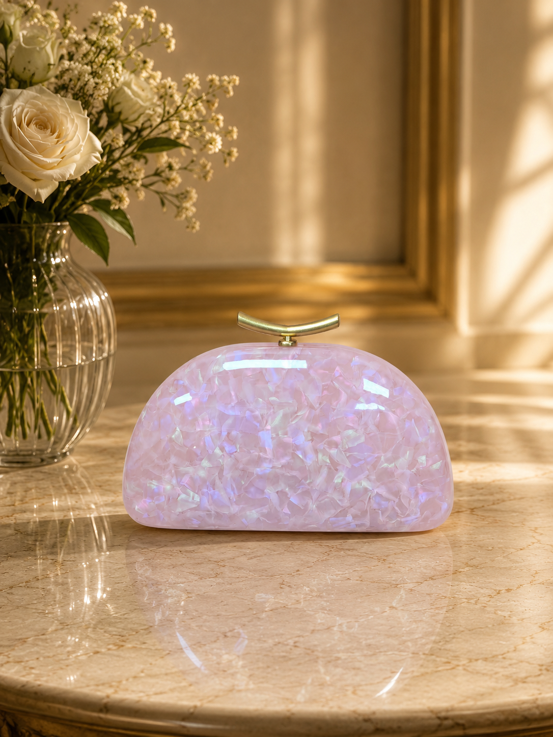 Blush Opal Minaudière Clutch