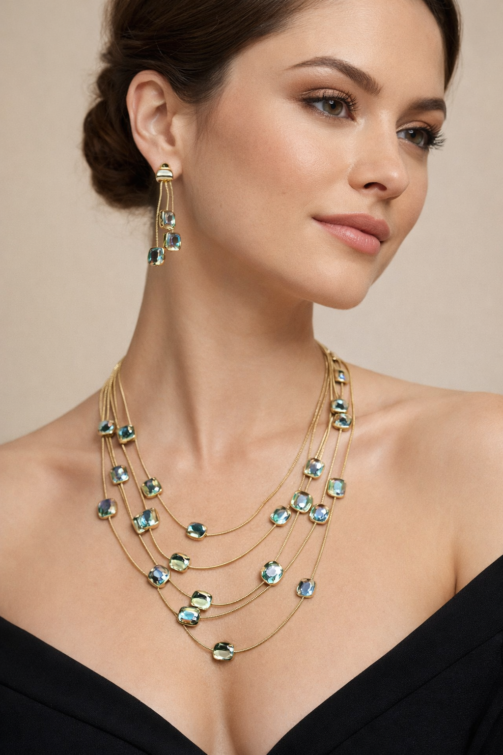 4 Piece Small Square Gold Set