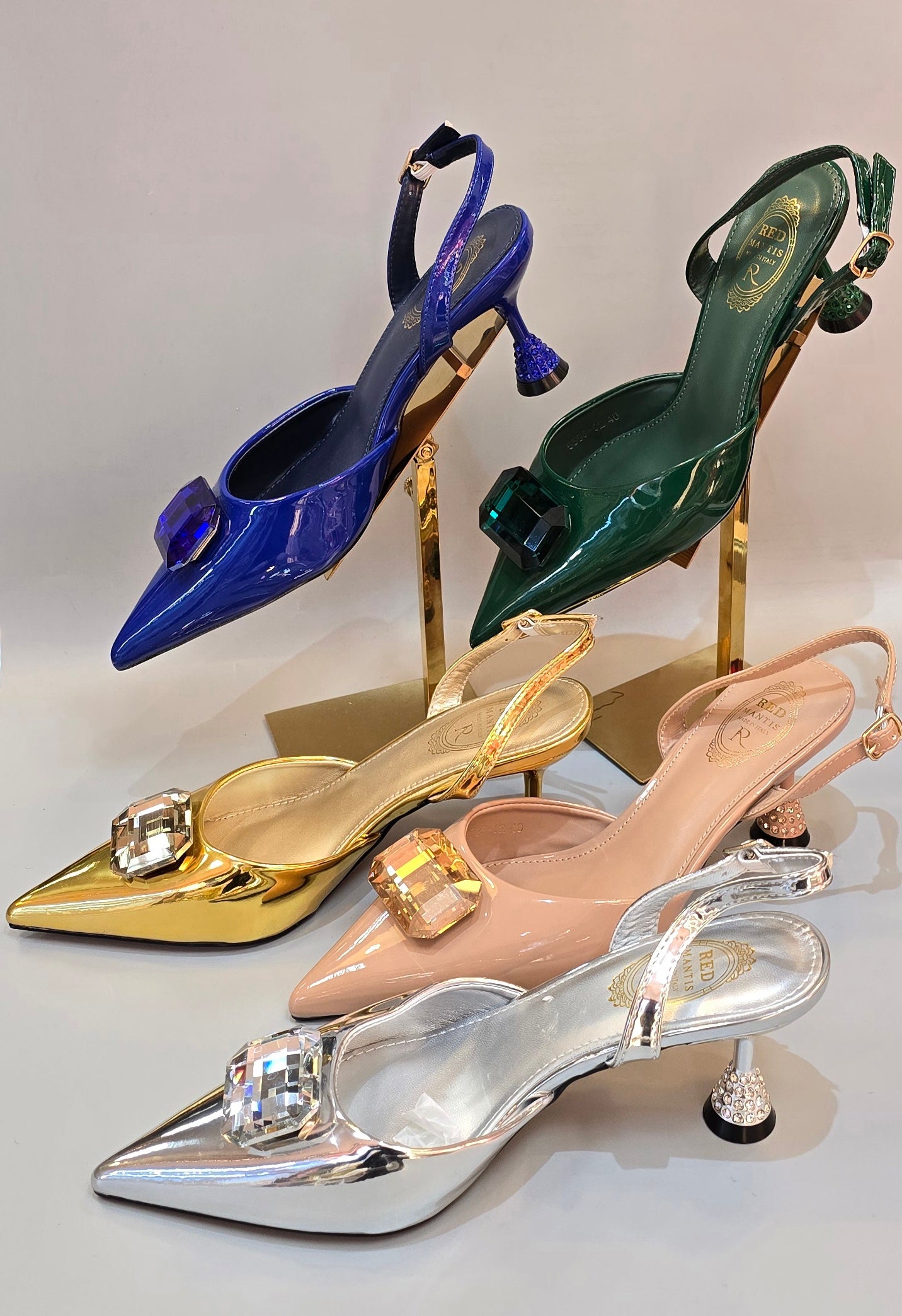 Jewel-Embellished Slingback Heels