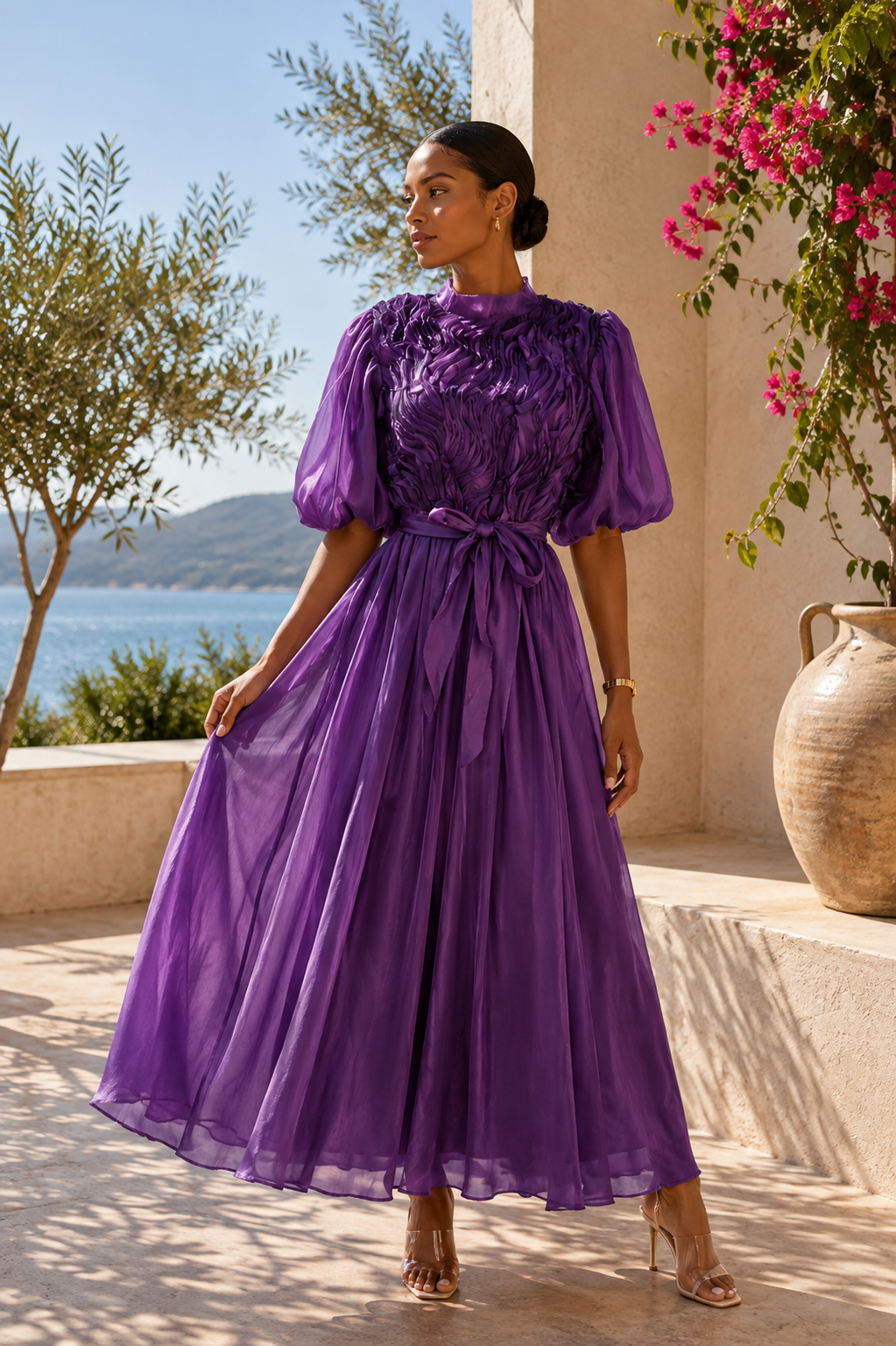 The Seraphina Sculpted Satin Maxi Dress