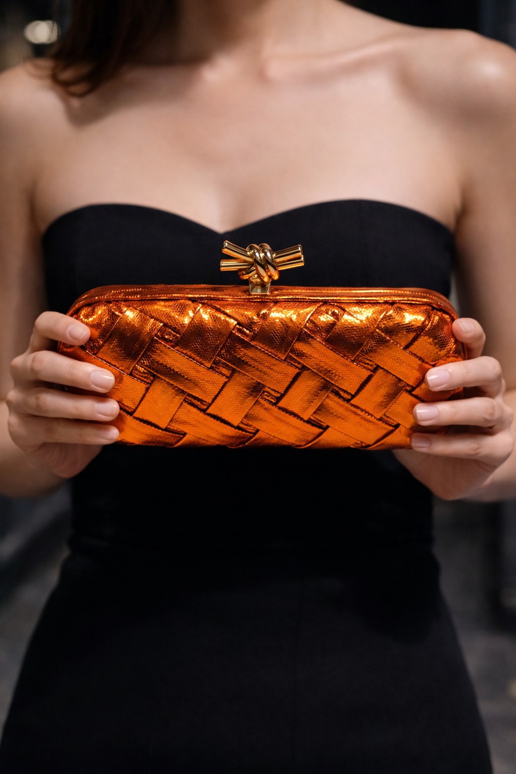 Metallic Criss Cross Clutch