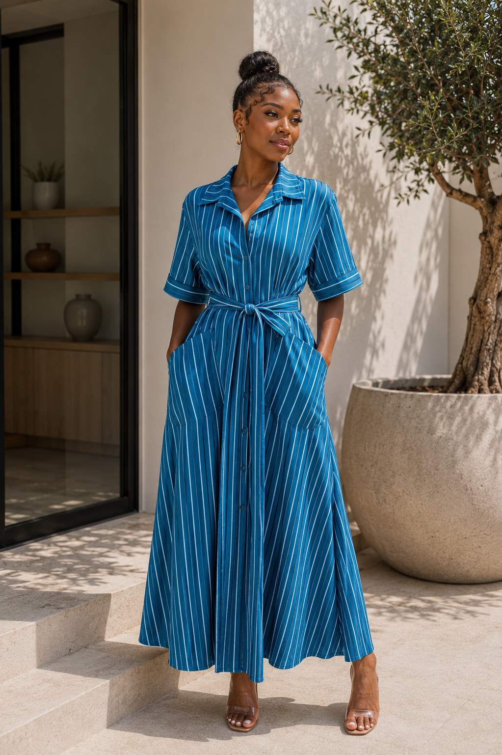 The Amalfi Stripe Shirt Dress