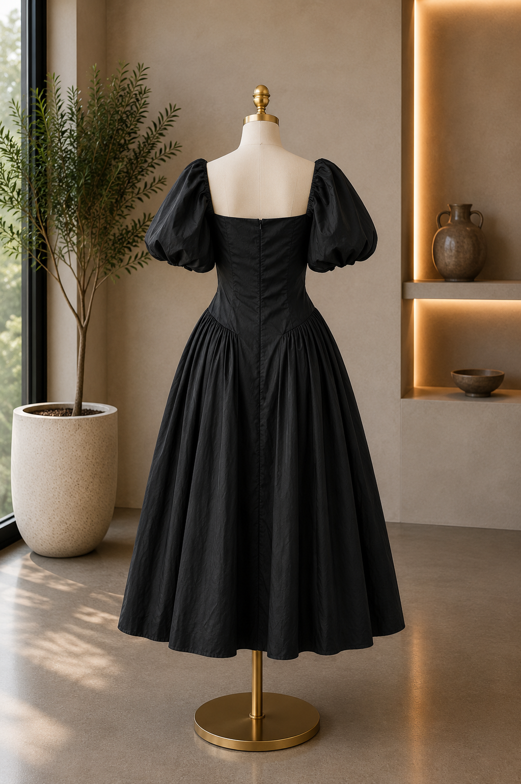 The Elodie Puff Sleeve Midi Dress