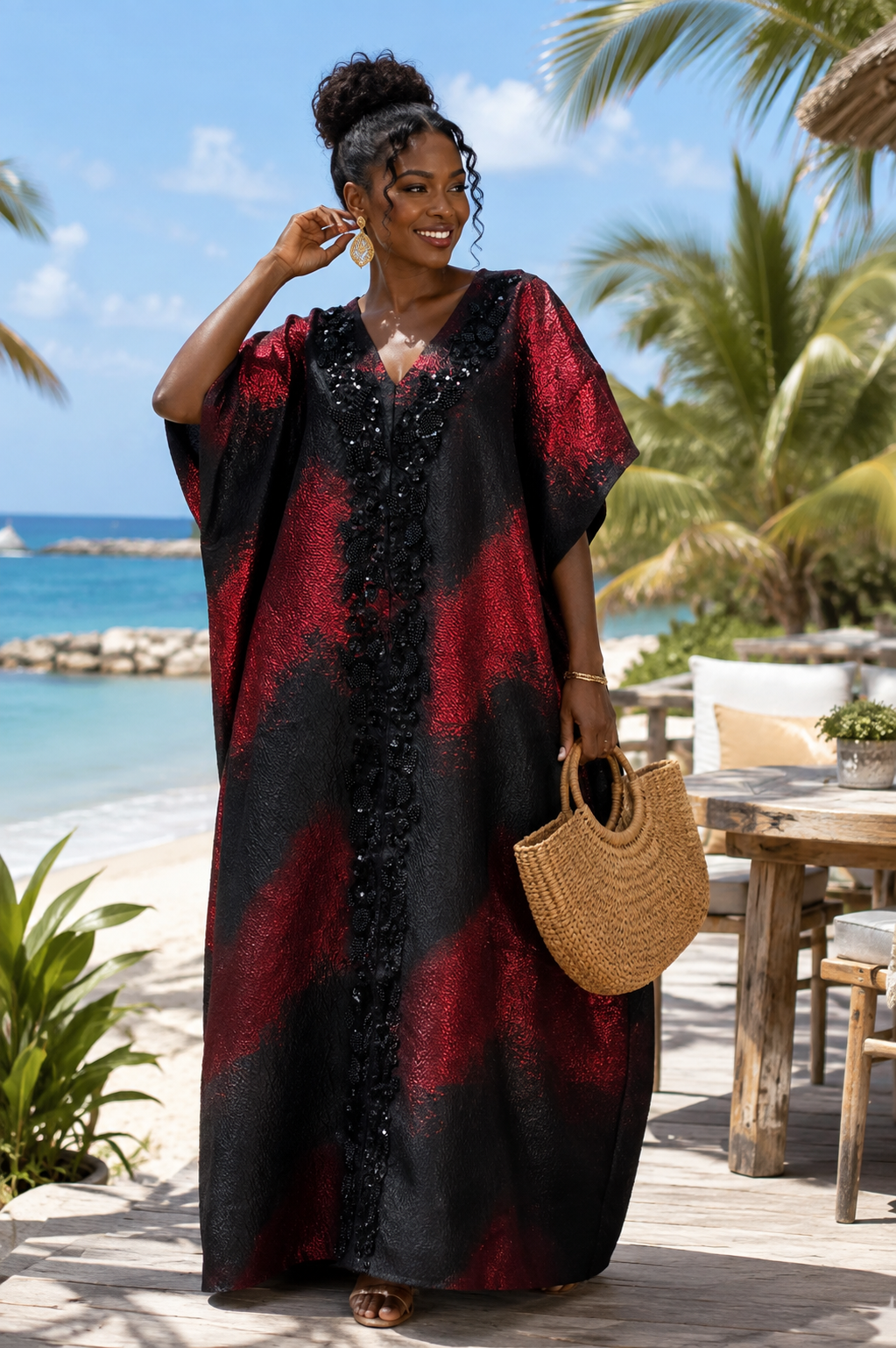The Midnight Ruby Luxe Kaftan