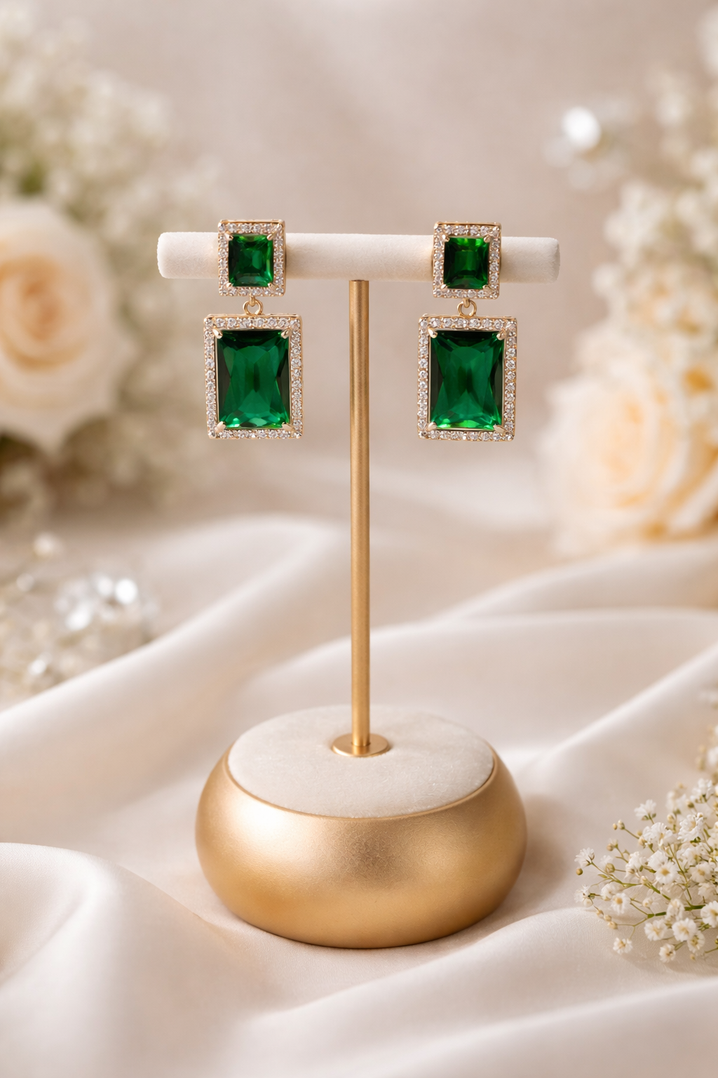Luxe Gold Prism Collection Double-Dop Statement Earrings