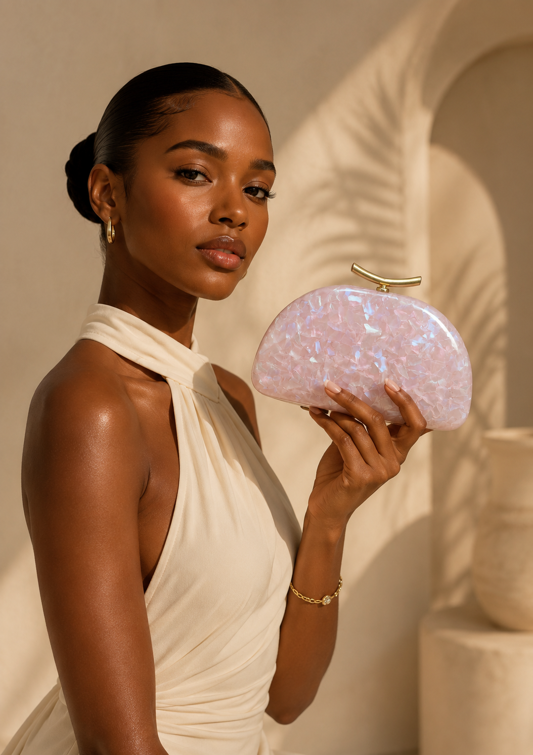 Blush Opal Minaudière Clutch