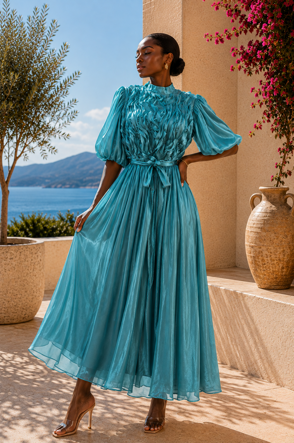 The Seraphina Sculpted Satin Maxi Dress