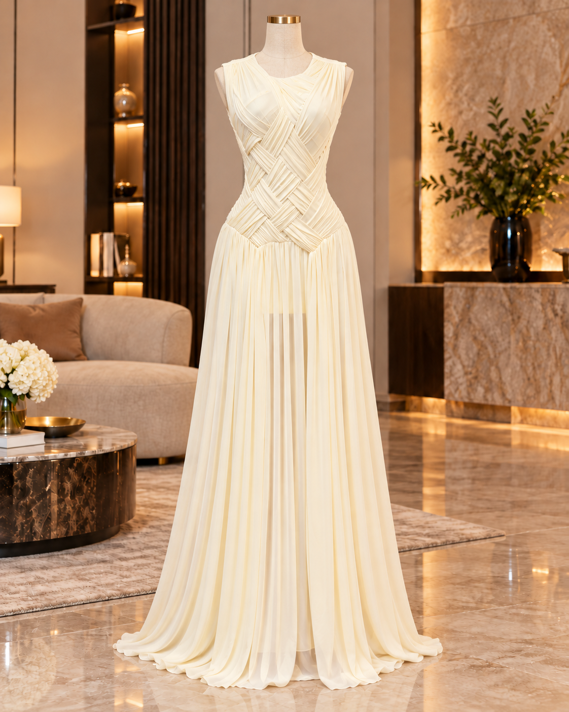 Selina Sculpted Pleat Maxi Dress