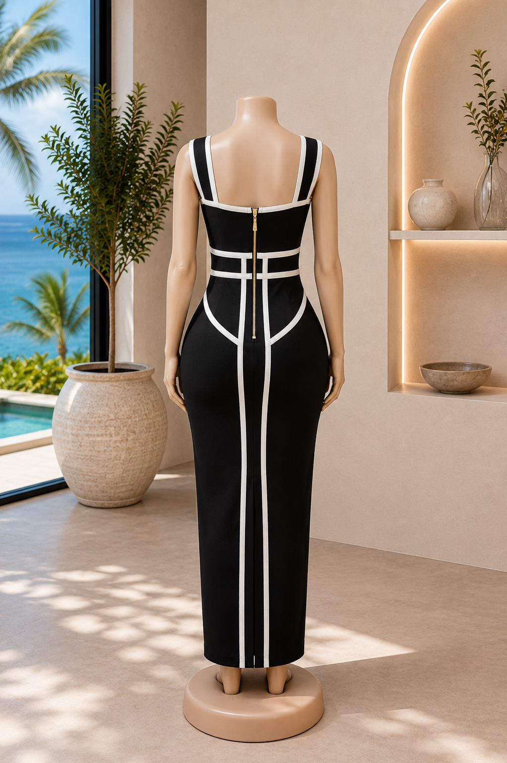 The Valentina Noir Illusion Midi Dress