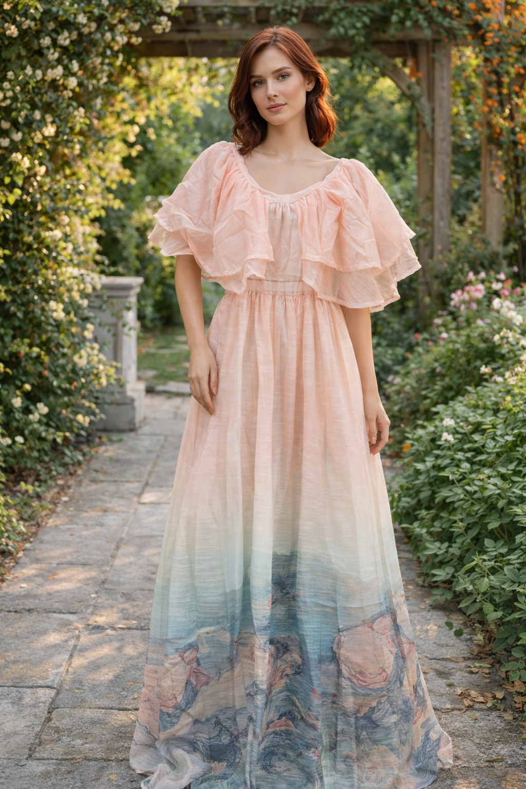 Blush Ruffle Ombre Maxi Dress
