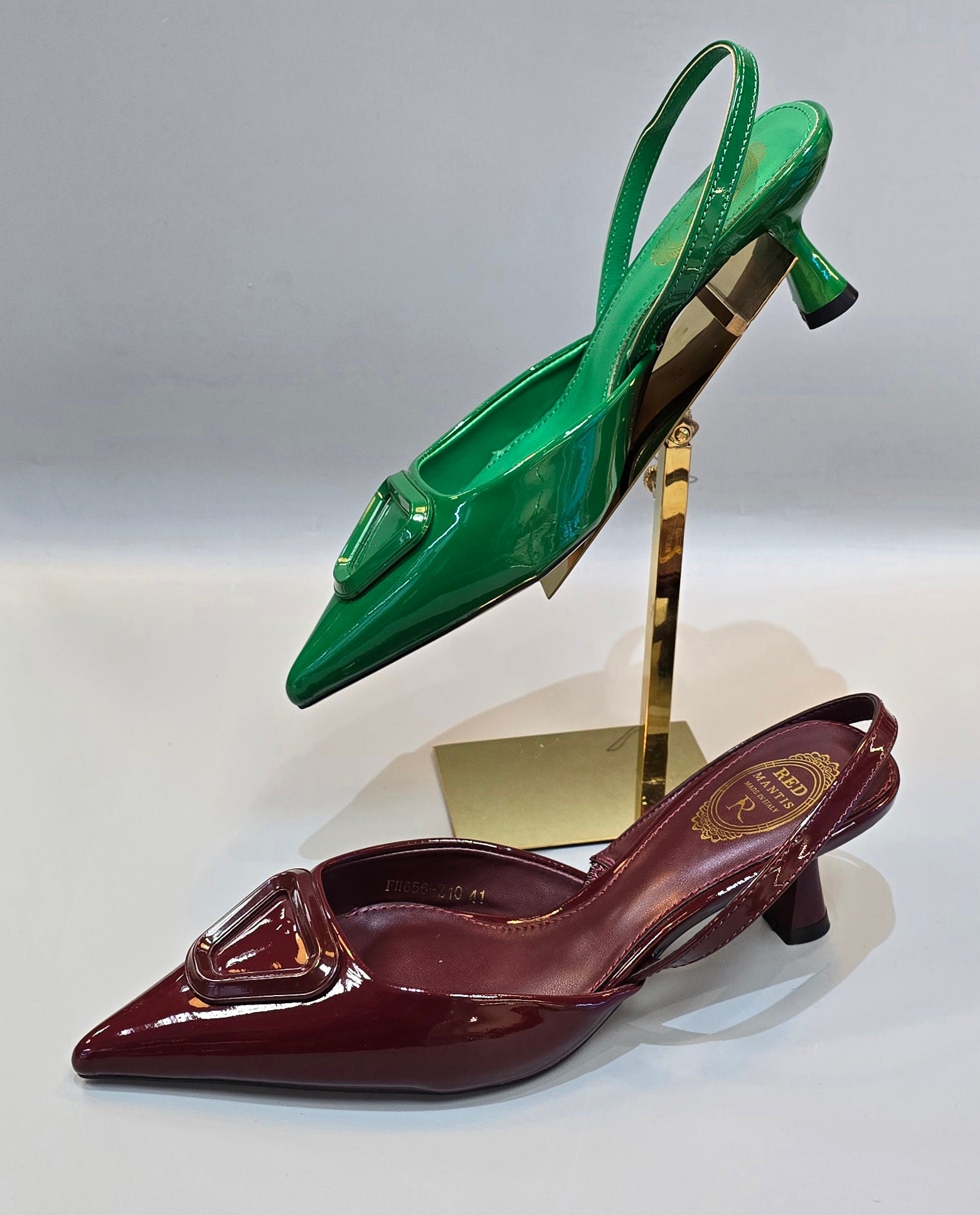 Emerald & Burgundy Gloss Slingback Heel