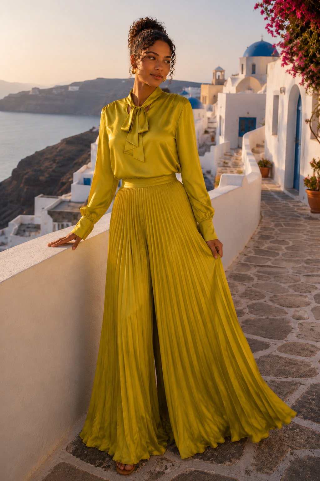 The Santorini Satin Bow Maxi 2 Piece Set