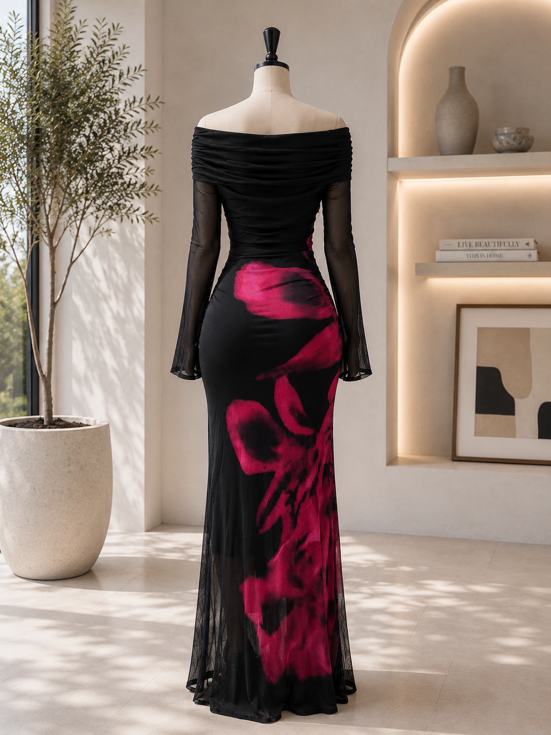 The Zaria Bloom Mesh Maxi Dress