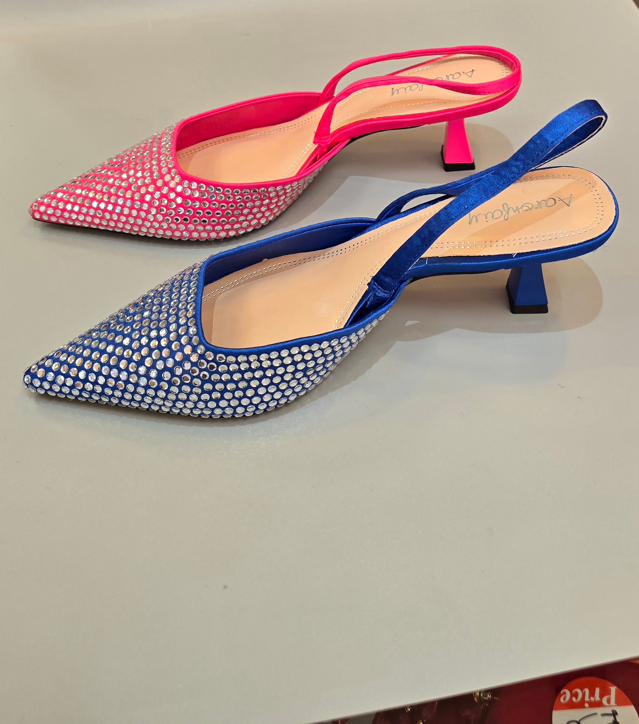 Rhinestone Slingback Heels in Electric Blue & Hot Pink
