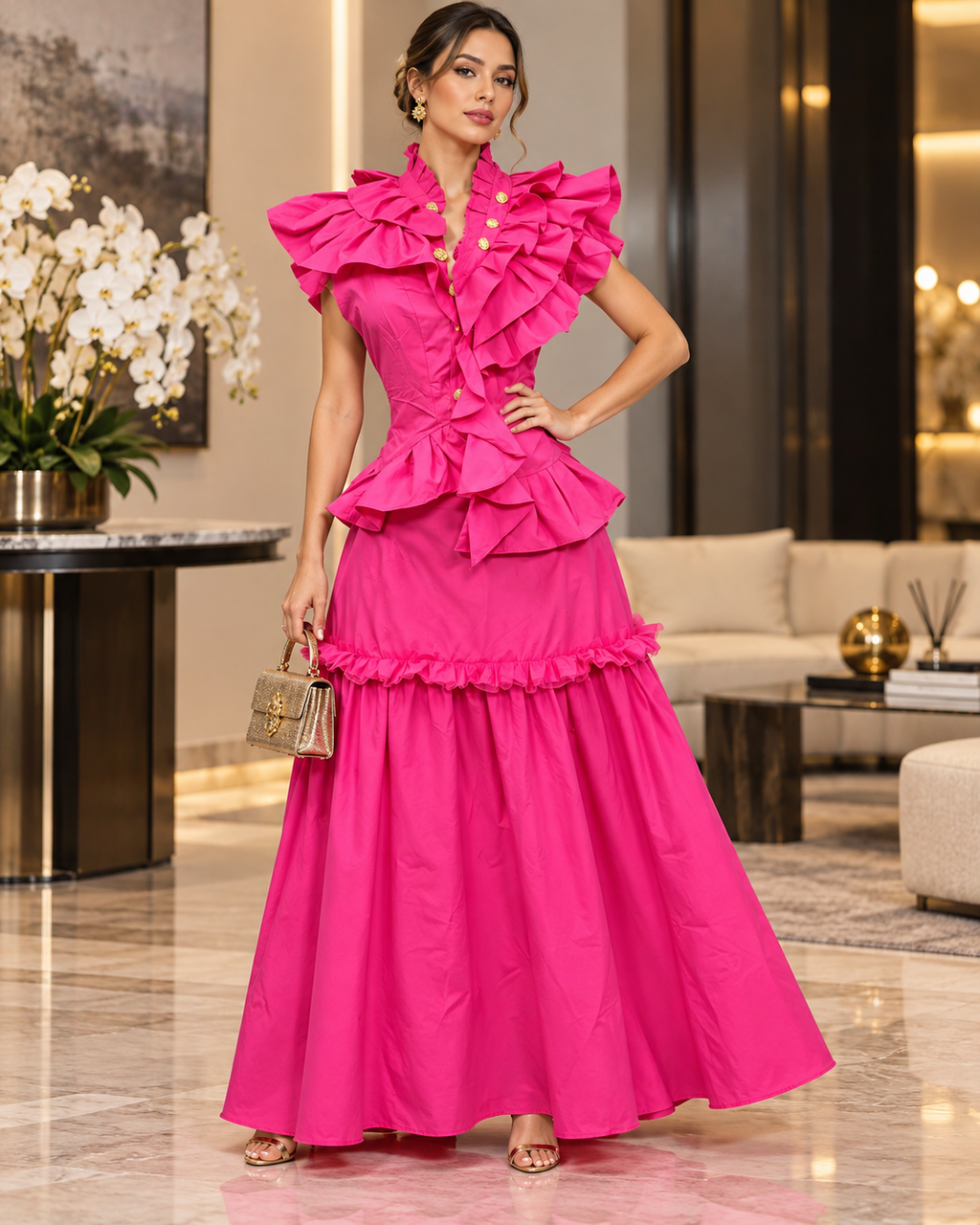 The Serena Ruffle Maxi Dress