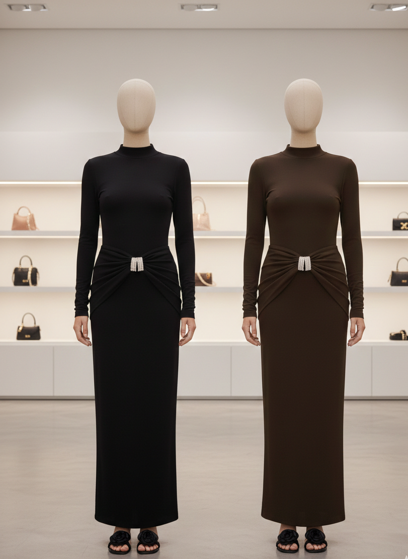 The Midnight & Espresso Column Gown