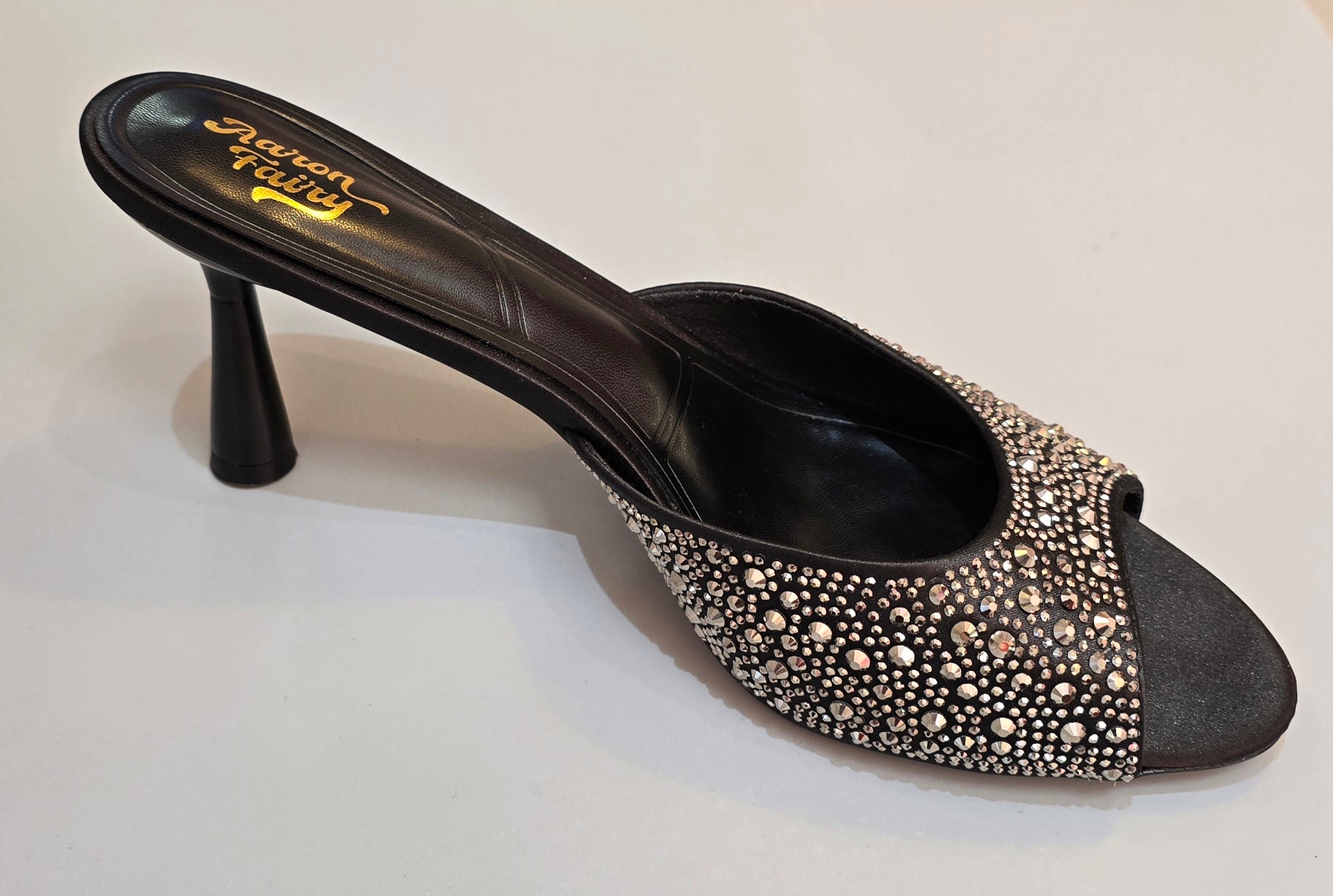 Rhinestone Glam Open-Toe Mule Heels Collection