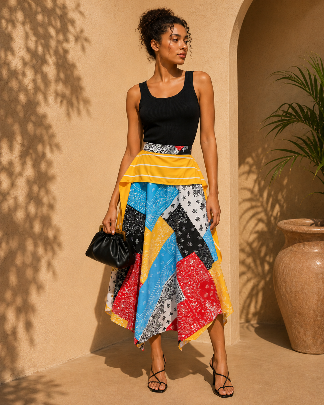 The Gingham Handkerchief Midi Skirt
