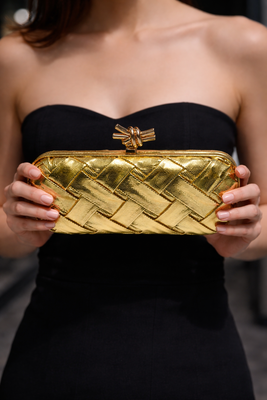 Metallic Criss Cross Clutch