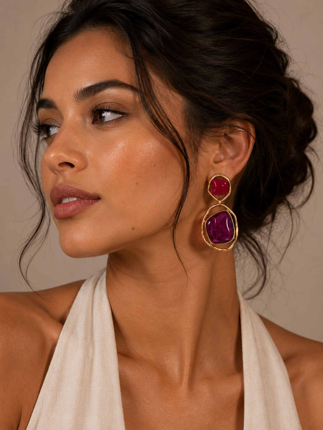 Amethyst Aura Geometric Earrings