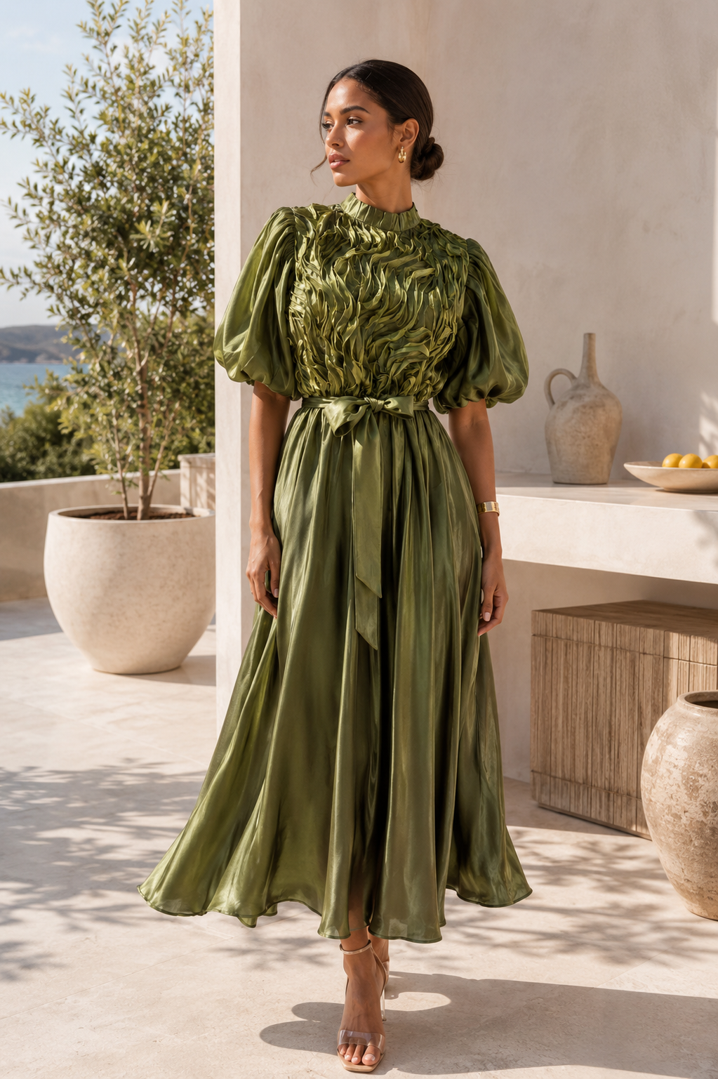 The Seraphina Sculpted Satin Maxi Dress