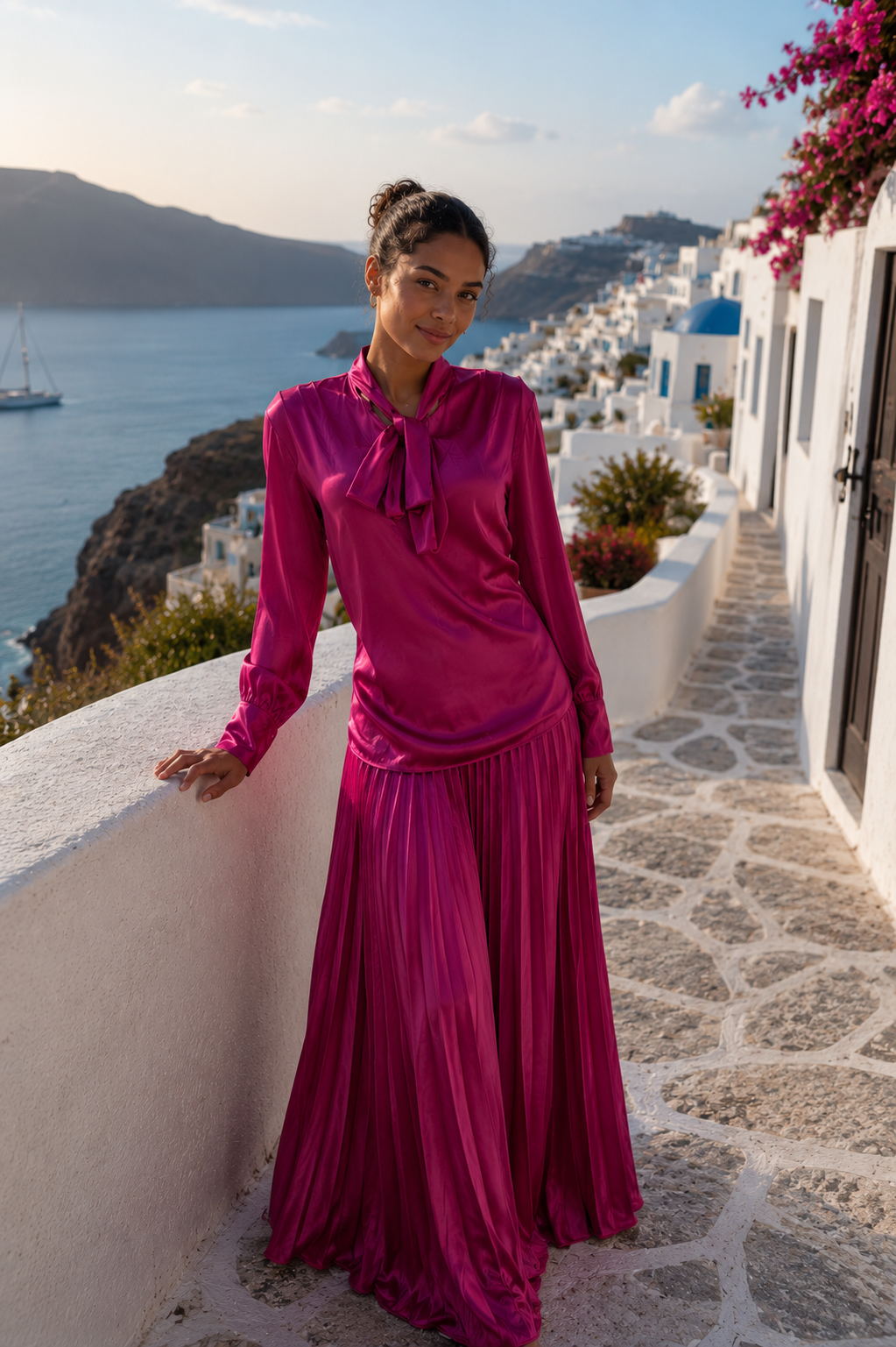 The Santorini Satin Bow Maxi 2 Piece Set