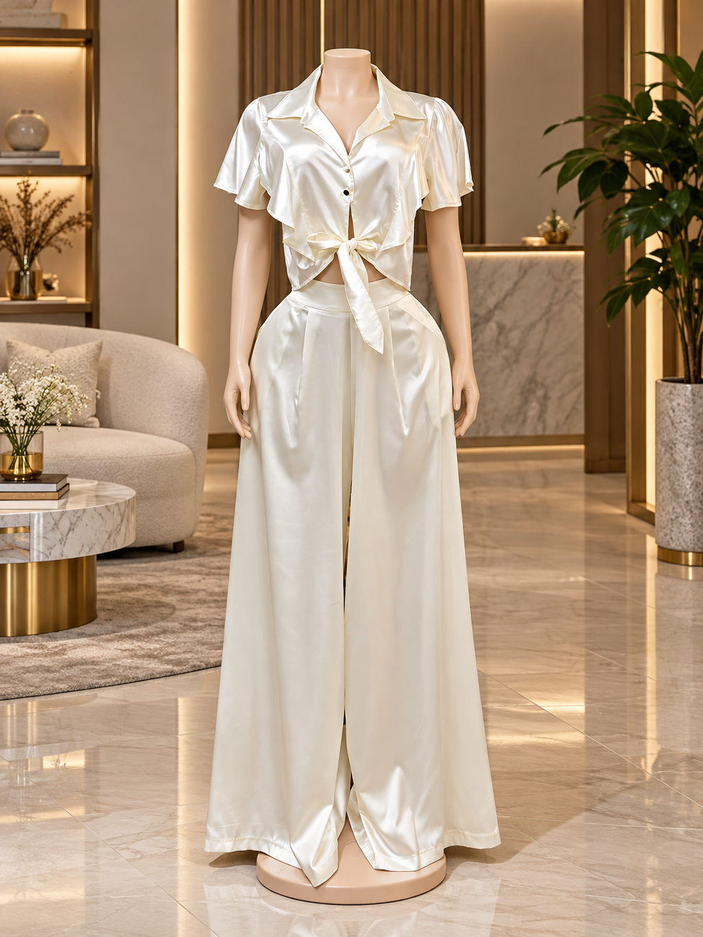 Élan Satin Tie-Front Co-Ord Set