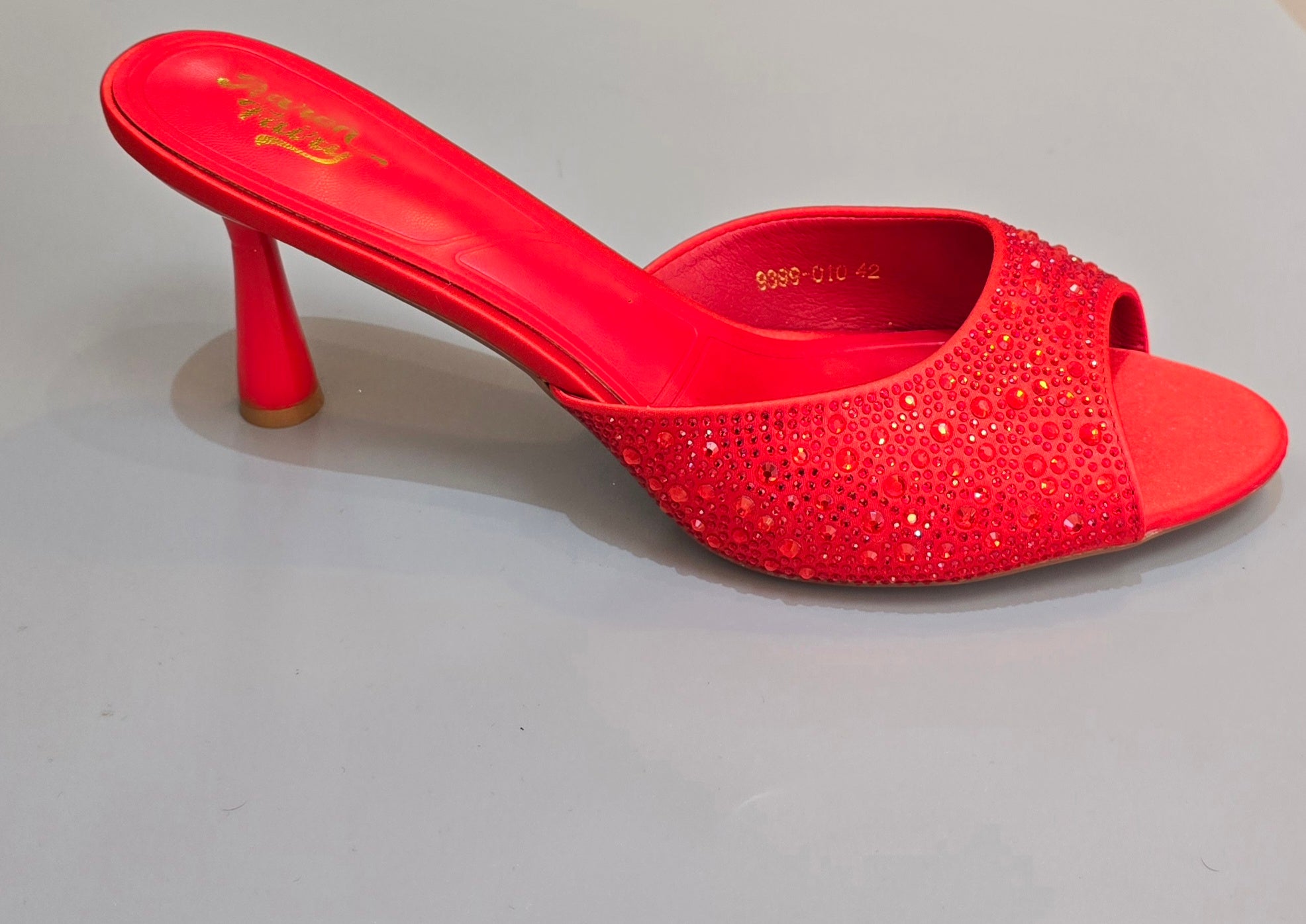Rhinestone Glam Open-Toe Mule Heels Collection