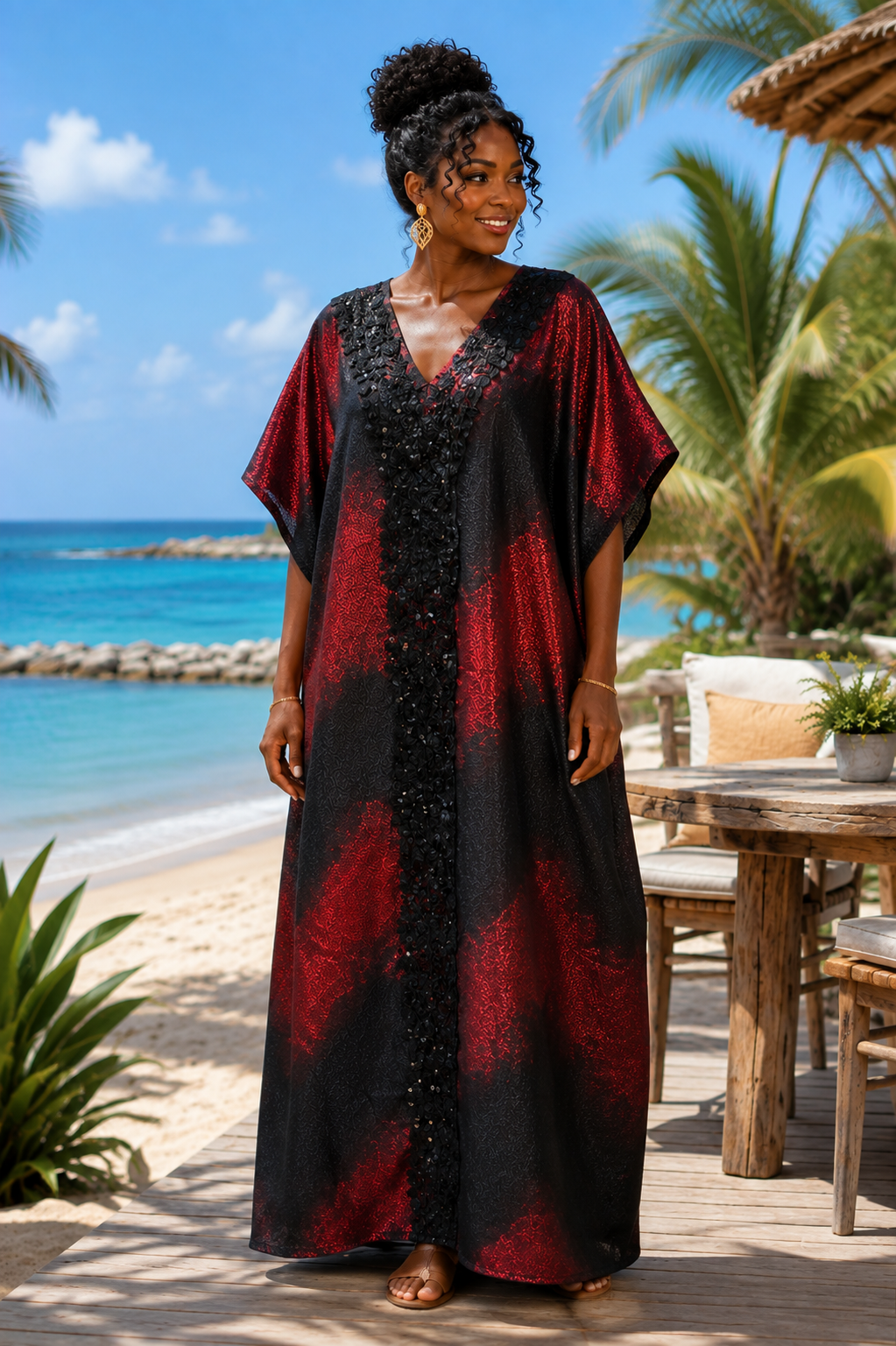 The Midnight Ruby Luxe Kaftan