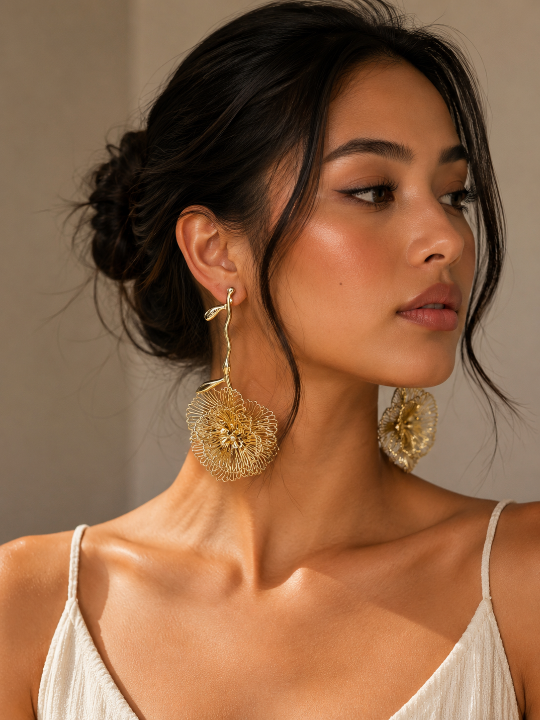 Golden Bloom Vine Drop Earrings