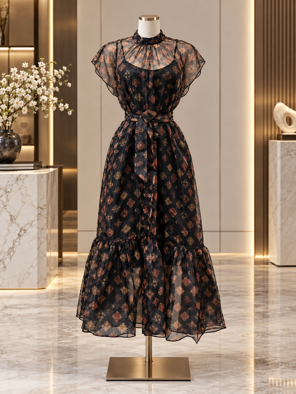 Amara Heritage Chiffon Midi Dress