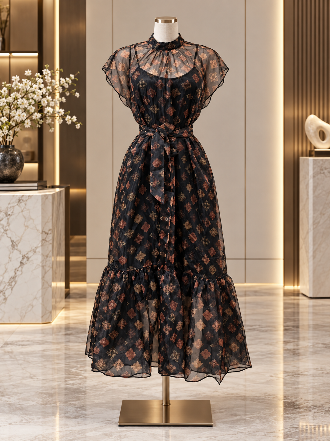 Amara Heritage Chiffon Midi Dress