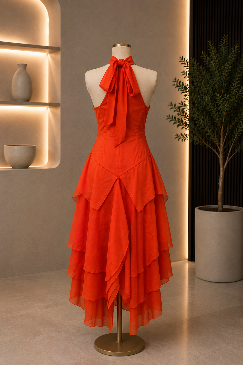The Amara Cascade Halter Dress