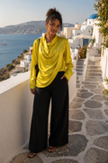 The Soleil Drape Satin Blouse
