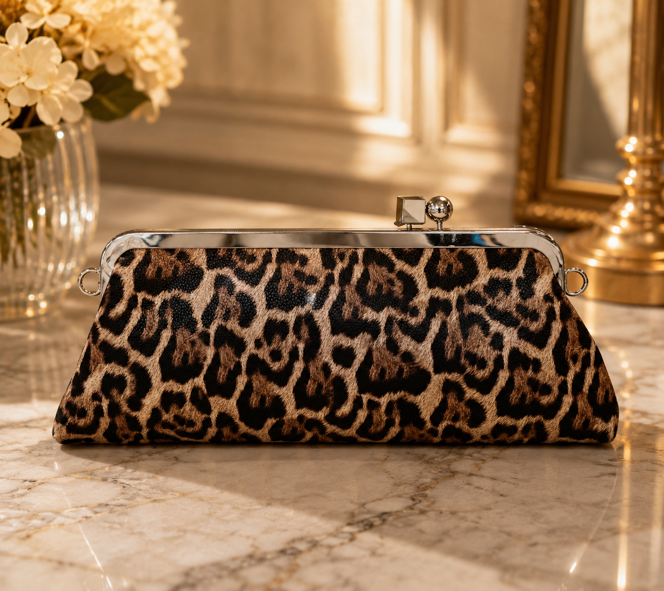 The Wild Elegance Leopard Clutch