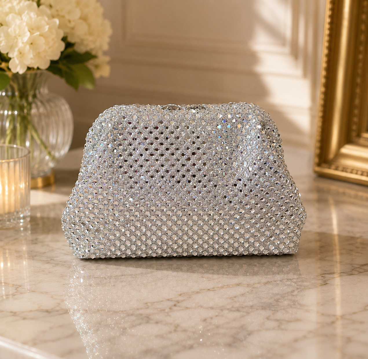 Crystal Mesh Evening Clutch