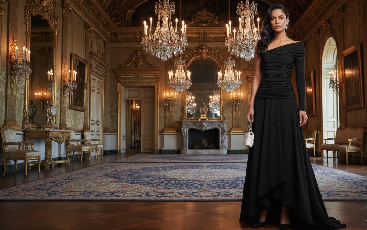 The Seraphina One-Shoulder Black Gown